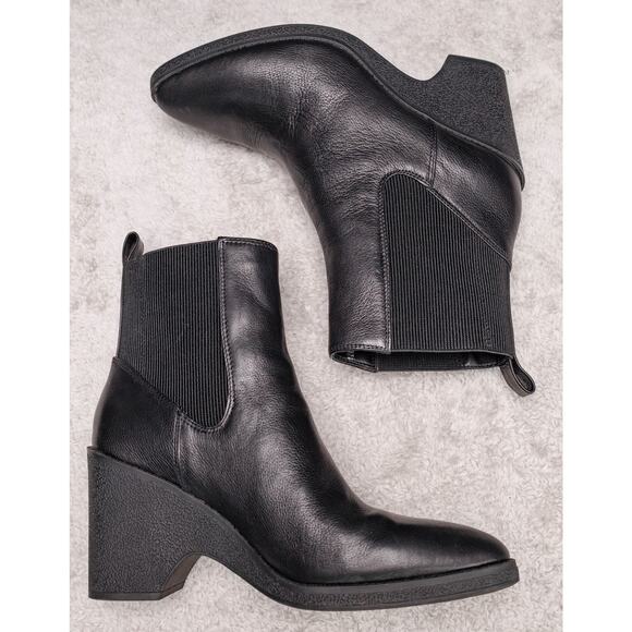 Aerosoles Mylo Black Leather Wedge Ankle Boots Womens Size 11rac - Picture 3 of 16